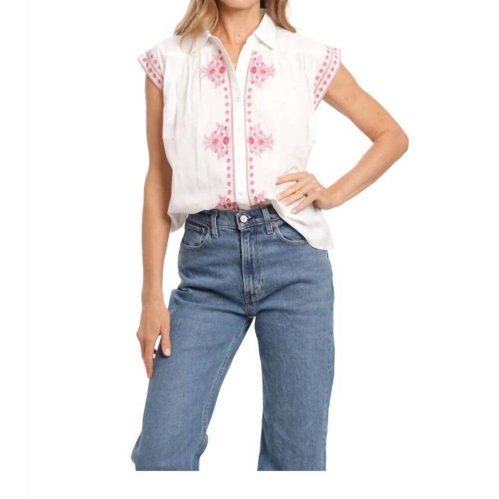 NEW BINDU esmeralda embroidered top in blush